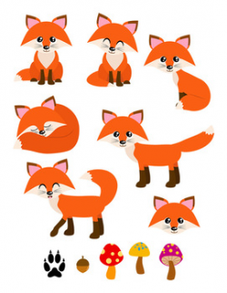 Red Foxes Clipart, Forest Animals, Cute Fox Clipart, Woodland Clipart