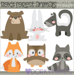 Boxy Woodland Animals Clipart -Personal and Limited Commercial Use- Cute  and Simple Print and Cut Forest Animal Clip Art