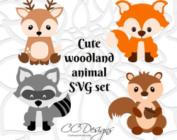 Woodland Animal SVG Set, Cute Baby Forest Animals Clip Art ...