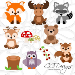 Woodland Animal SVG Set, Cute Baby Forest Animals Clip Art, Fox SVG Cut  File, Moose Cut File, Deer Svg, Woodland Nursery, Baby Shower