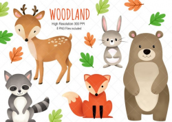 Woodland Clipart, Woodland Clip art, Instant Download, Woodland animals  clipart, woodland friends clipart, Bear, Deer, Fox, Rabbit, Raccoon