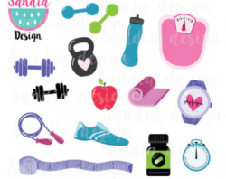 watercolor workout clipart healthy clipart fitness