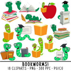 Bookworm Clipart, School Clipart, Bookworm Clip Art, School Clip Art, Book  Worm Clipart, Book Worm Clip Art, Bookworm PNG, Cute Bookworm