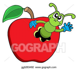 Stock Illustration - Cute worm in apple. Clipart ...