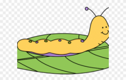 Caterpillar Clipart Long - Clipart Worm On The Leaf - Png ...