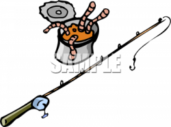 Clipart Picture of a Can of Worms and a Fishing Pole