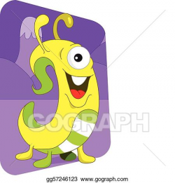 Vector Clipart - Yellow wormlike alien monster on a purple ...