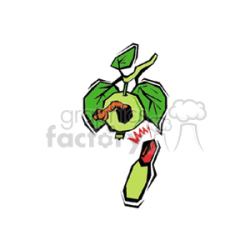 Worm eating a hole in an apple clipart. Royalty-free clipart # 128247