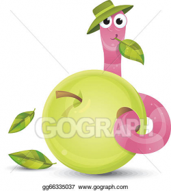 Vector Clipart - Little worm and apple. Vector Illustration ...