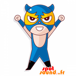 Purchase Wrestler mascot with blue overalls in 2D / 3D mascots