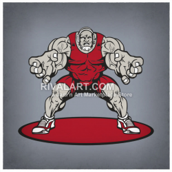 Huge Wrestler Wrestling Standing Big Muscles Tough Graphic Color