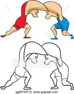EPS Illustration - Two wrestlers in the clinch. Vector ...
