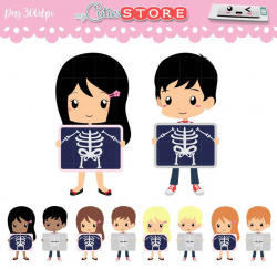 Chibi XRay Clipart Set. PNG graphics. Medical Infographics for kids,  school, scrapbooking, papercrafts. Commercial Use Ok.