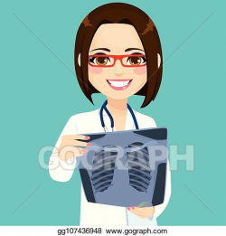 Vector Clipart - Female doctor checking xray. Vector ...