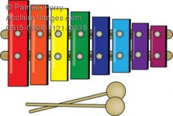 Clip Art Illustration of a Child's Colorful Xylophone