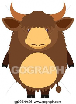Vector Art - Brown yak with happy face. EPS clipart ...