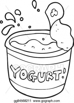 Vector Art - Black and white cartoon yogurt. Clipart Drawing ...