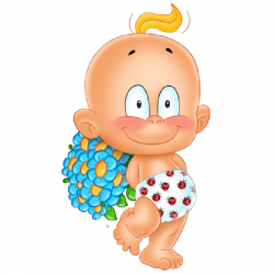 Cute Baby With Flowers Cartoon Clip Art Images Are On A Transparent ...