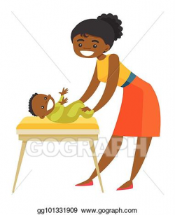 EPS Illustration - Young african-american mother taking care ...