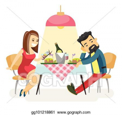 Vector Art - Young caucasian white couple at romantic date ...