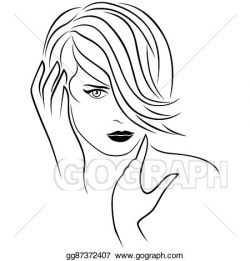 EPS Vector - Cute young girl corrects her short forelock ...