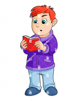 A Young Boy Reading A Small Book While Standing Up | Kids ...