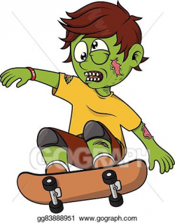 EPS Illustration - Zombie boy playing skate board. Vector ...