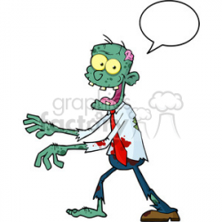 5081-Blue-Cartoon-Zombie-Walking-With-Hands-In-Front-And-Speech-Bubble-Royalty-Free-RF-Clipart-Image  clipart. Royalty-free clipart # 386212