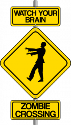 Zombie Crossing the Street Comic Traffic Sign - vector Clip ...